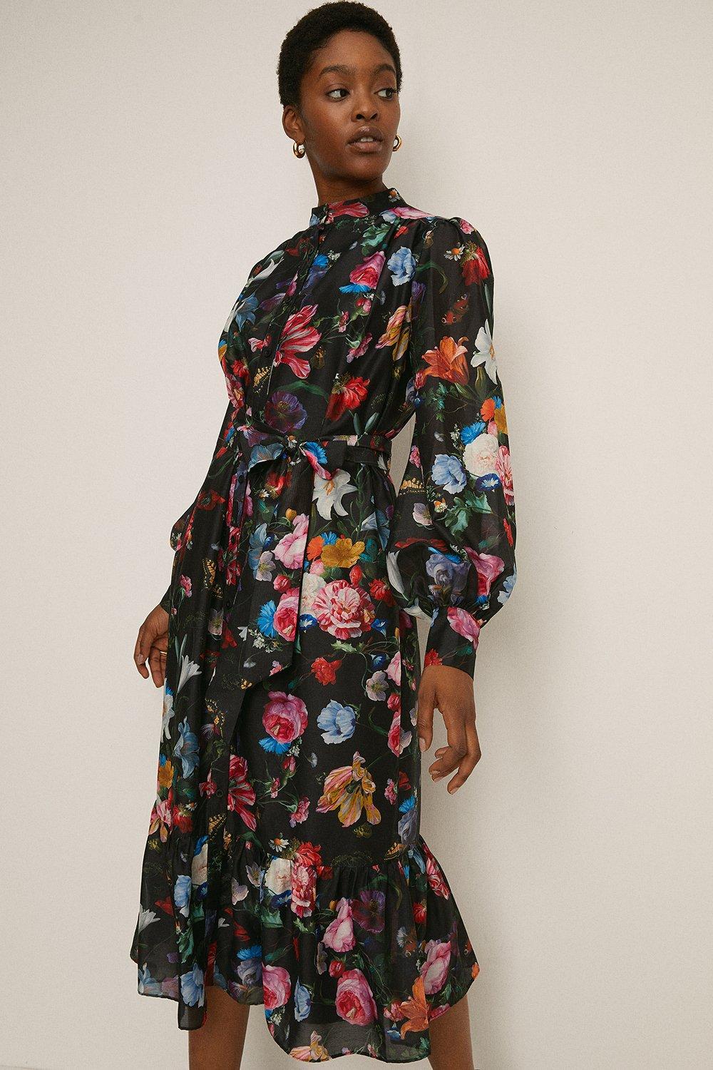 Floral Belted Midi Dress | Oasis